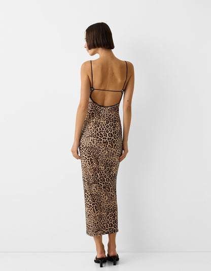 Leopard print midi dress