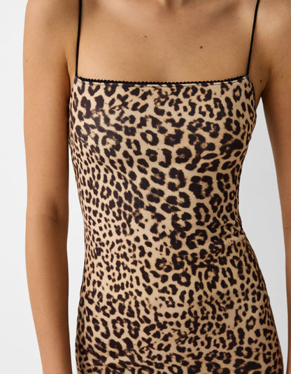 Leopard print midi dress