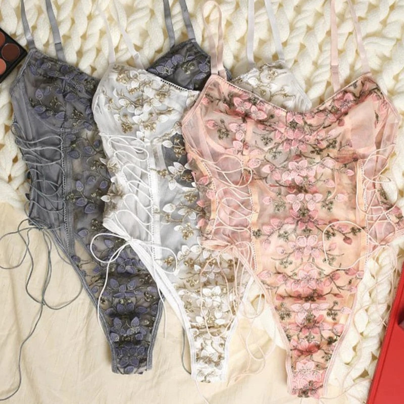 Teddy Embroidered Lace Bodysuit