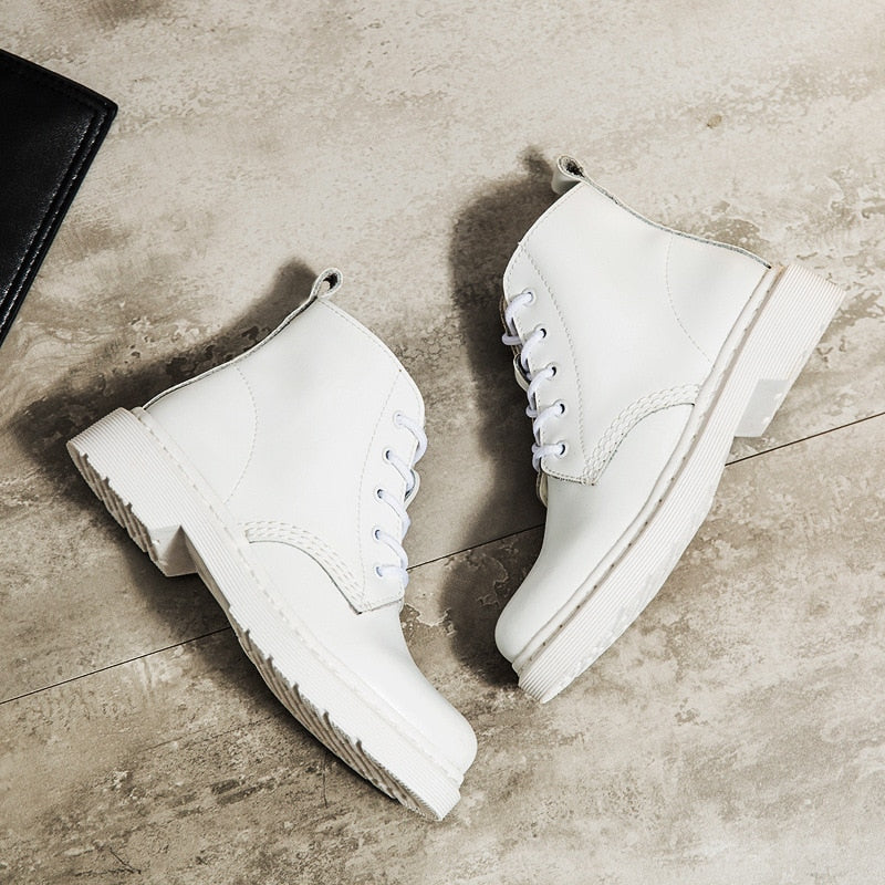 Essential White Combat Boots Dressy Babe