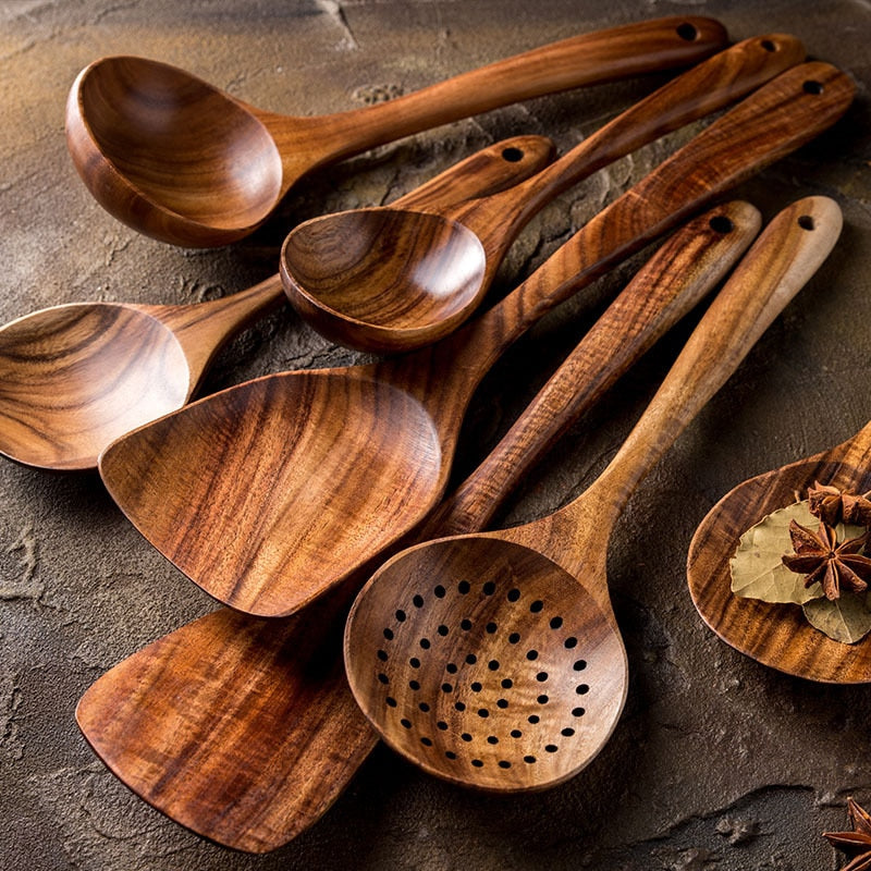 Exquisite Teak Wood Tableware Set