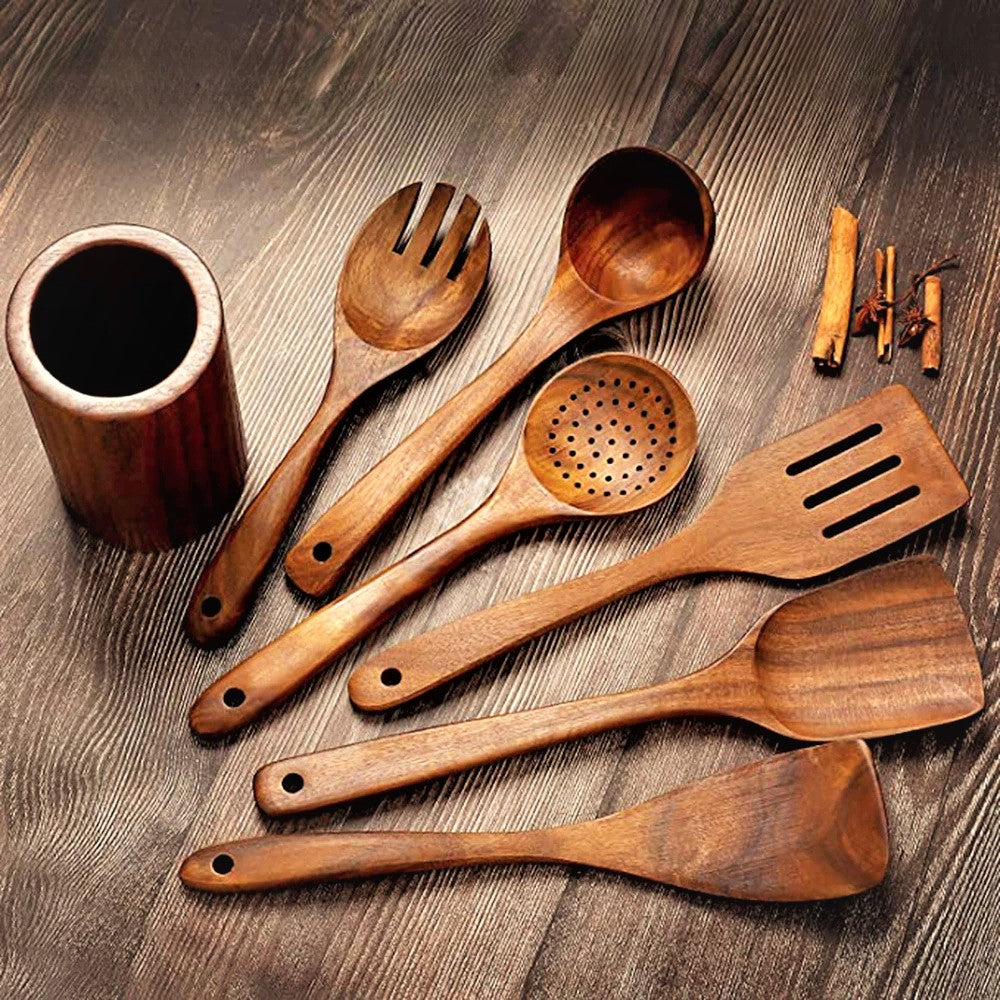 Exquisite Teak Wood Tableware Set