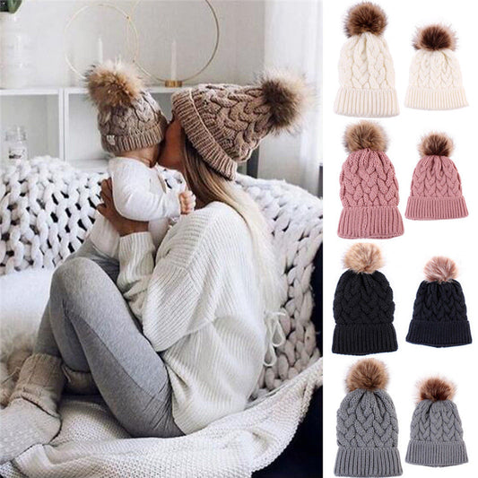 Mother & Daughter Warm Knitted Hat